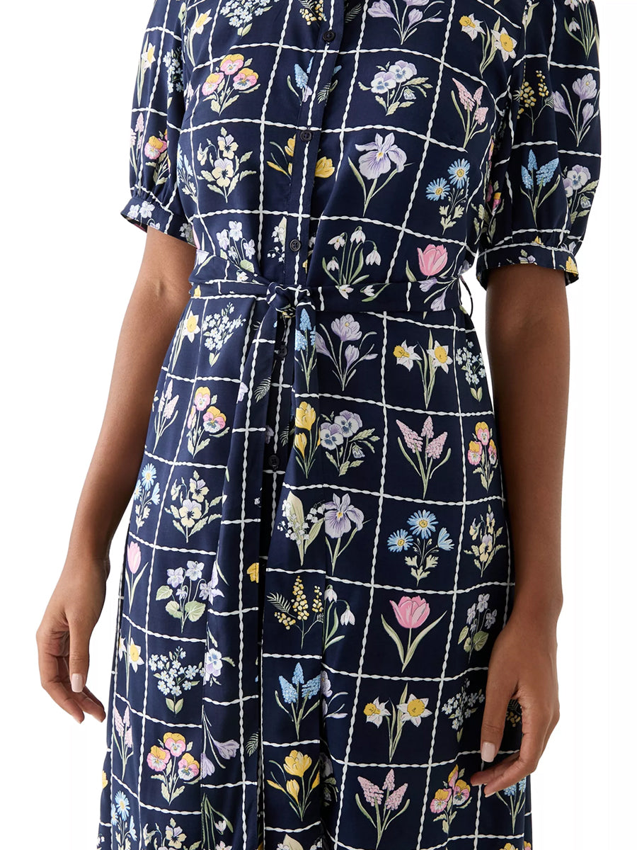 Printed Short Sleeve Belted Shirtdress