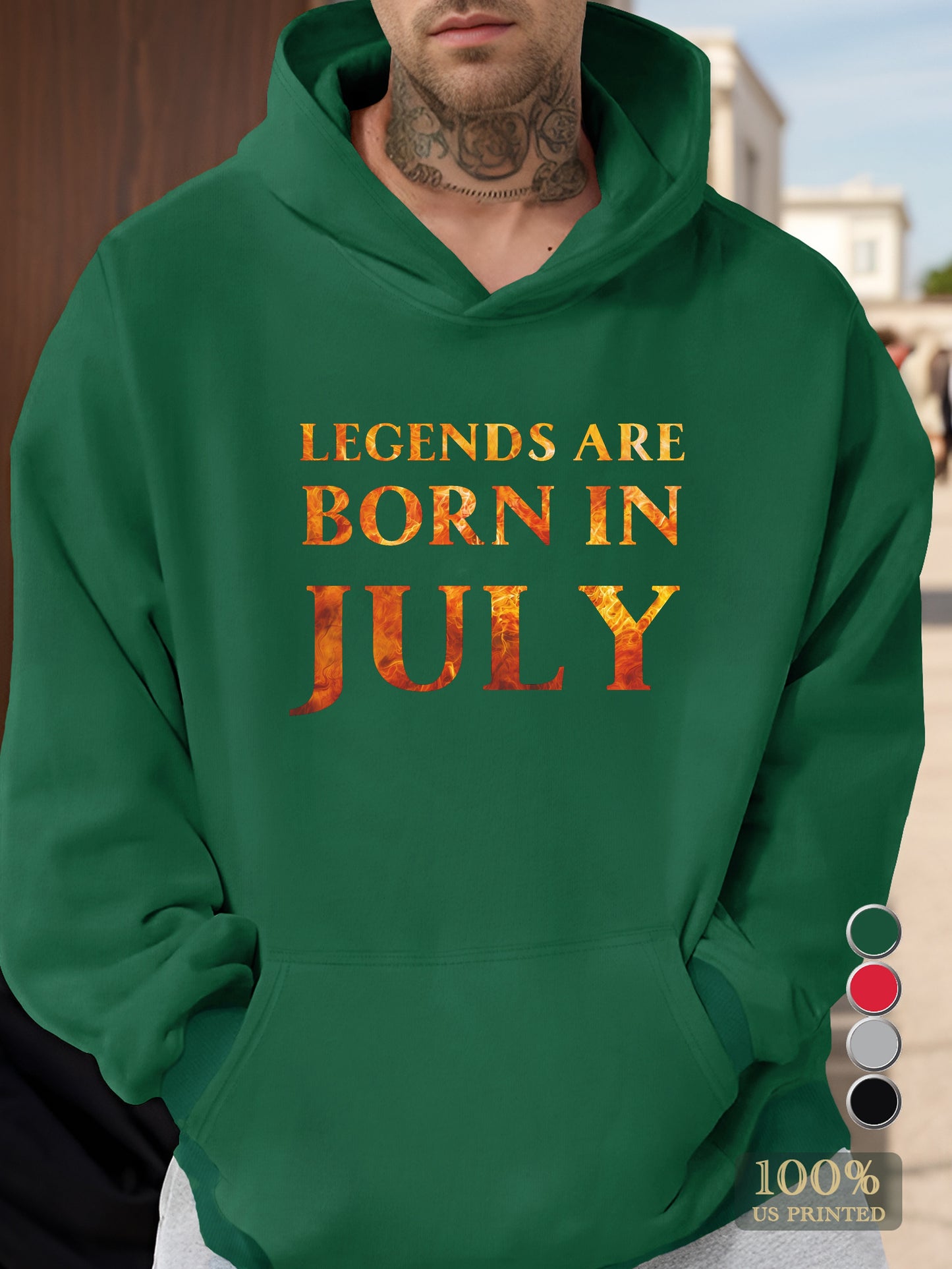 LEGENDS ARE BORN IN JULY Men's hooded sweatshirt