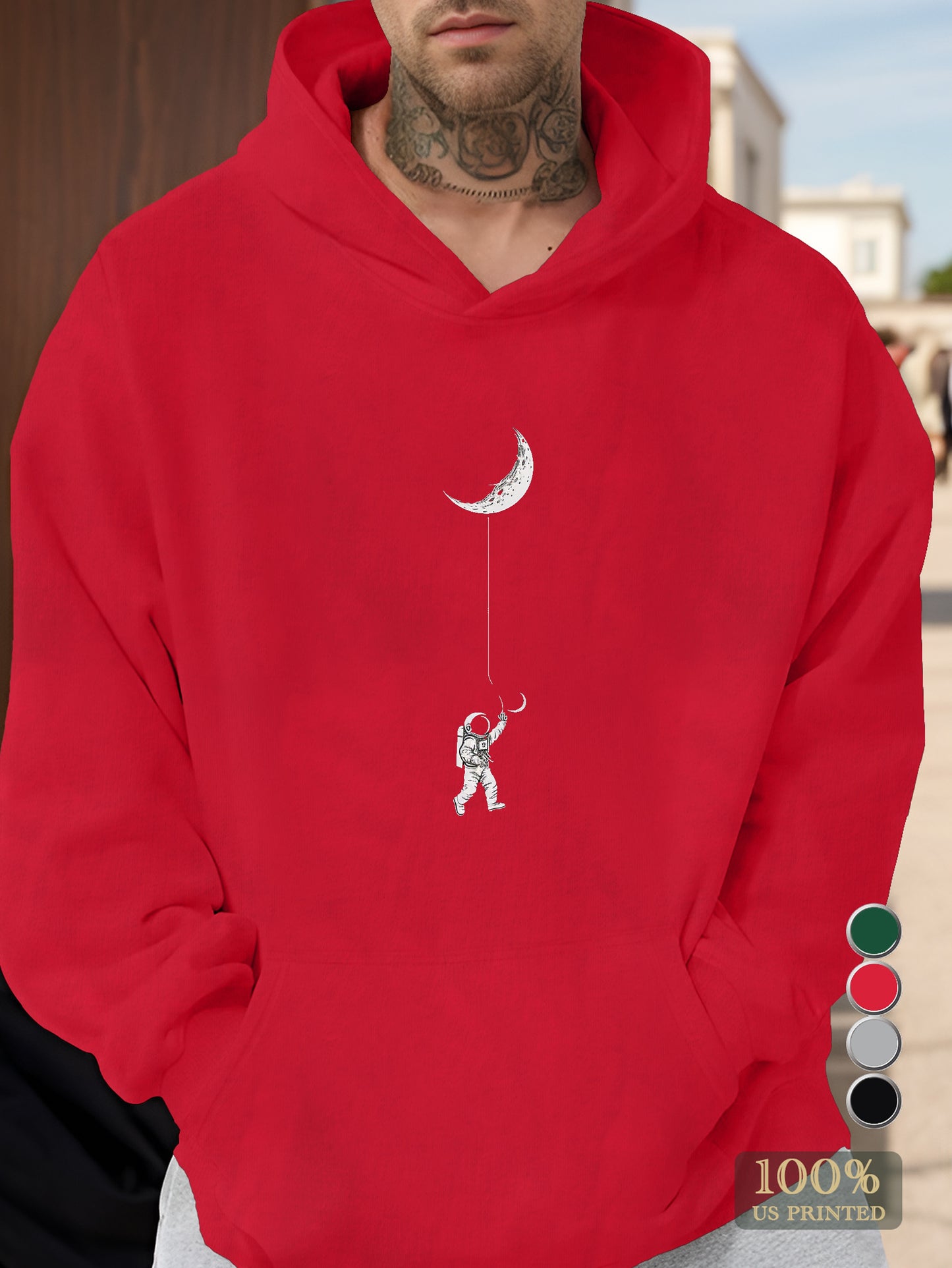 Astronaut Kite Moon Design Men's hooded sweatshirt