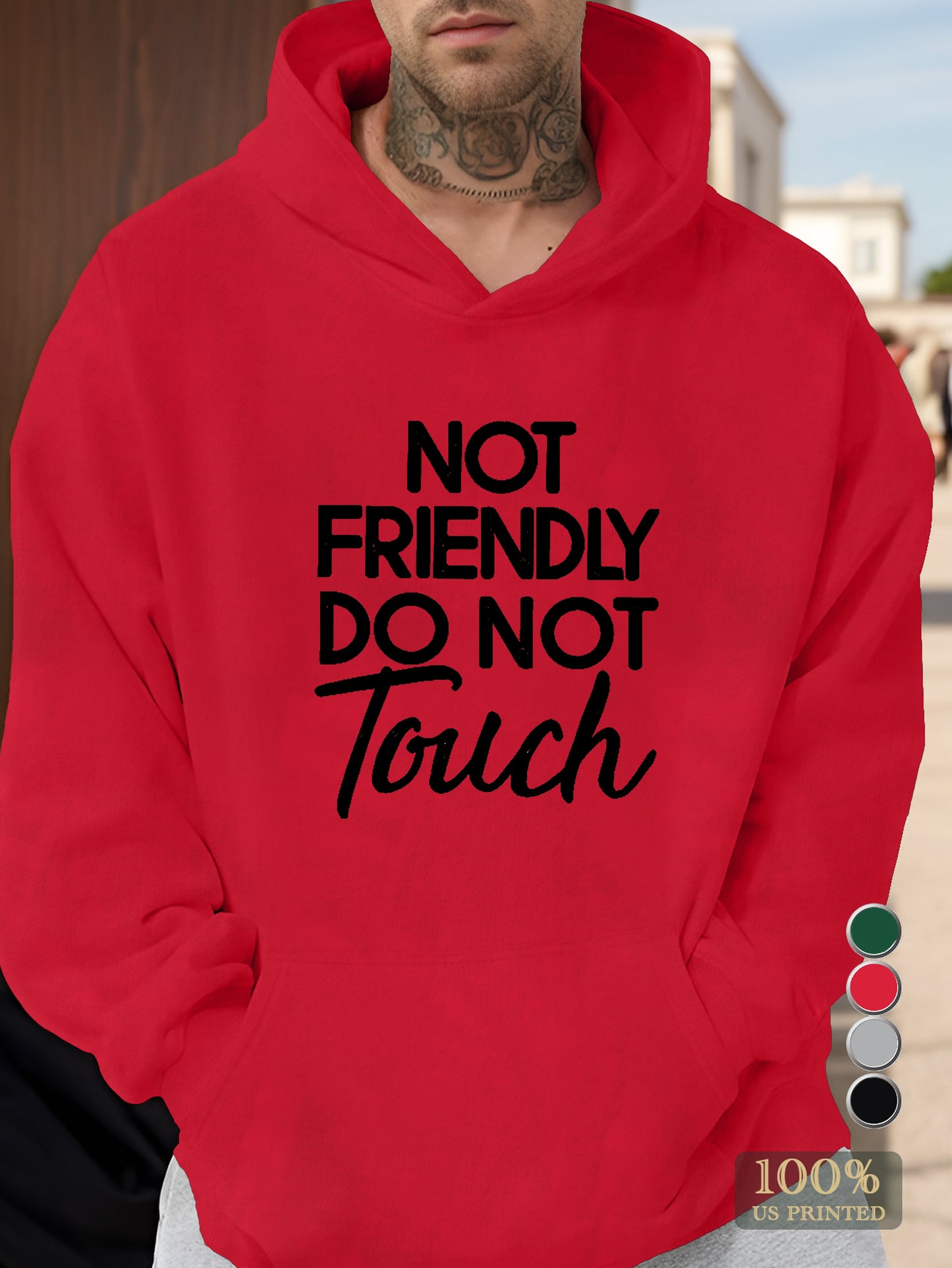 not friendly do not touch Men's hooded sweatshirt