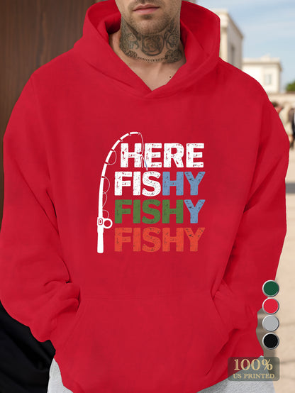 Colorful Fishing Rod Phrase Men's hooded sweatshirt