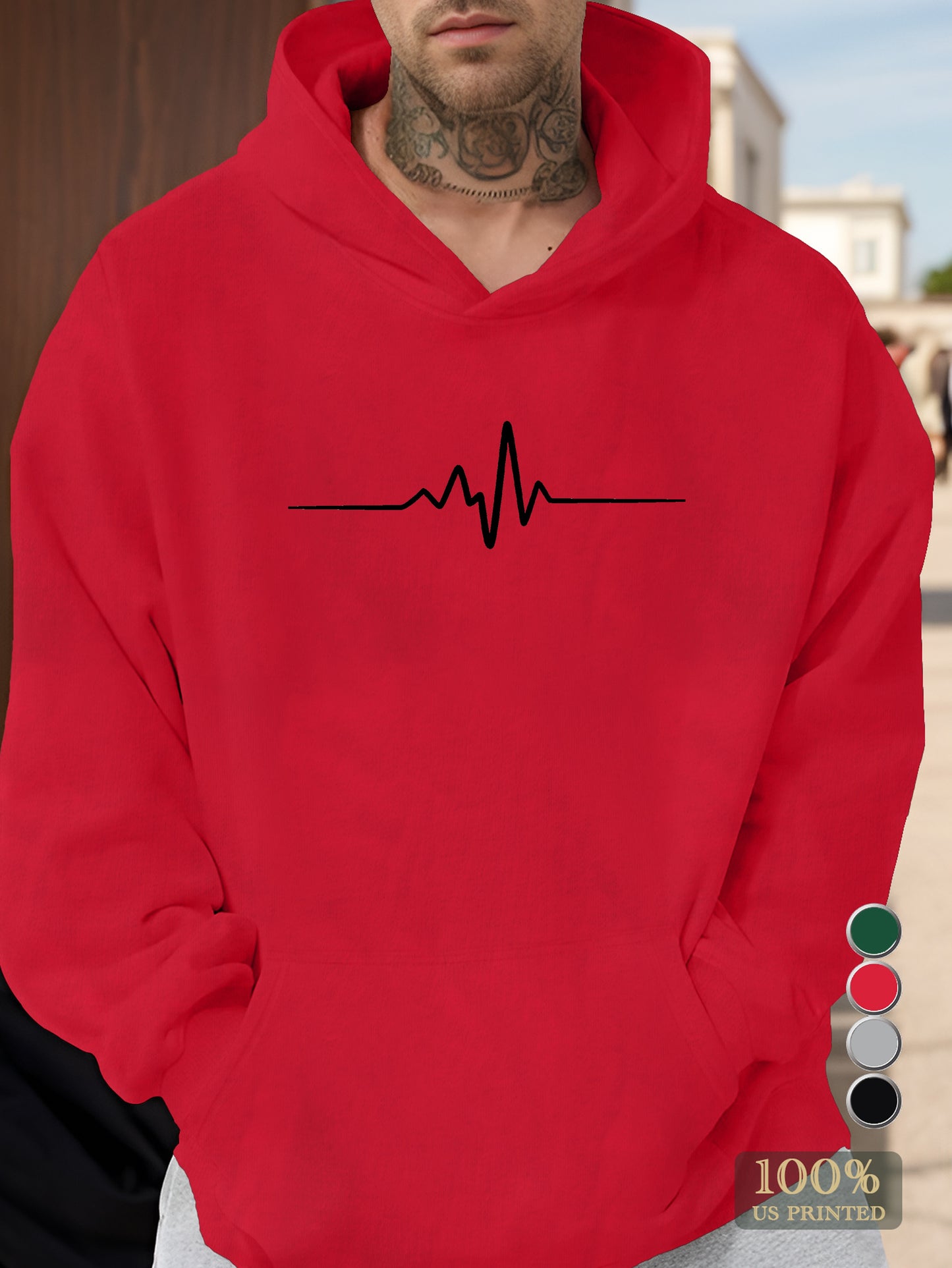 Electrocardiogram Men's hooded sweatshirt