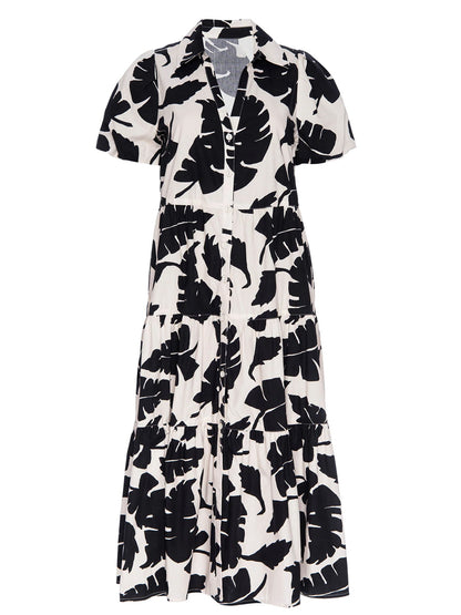 Printed Puff Sleeve Midi Dress