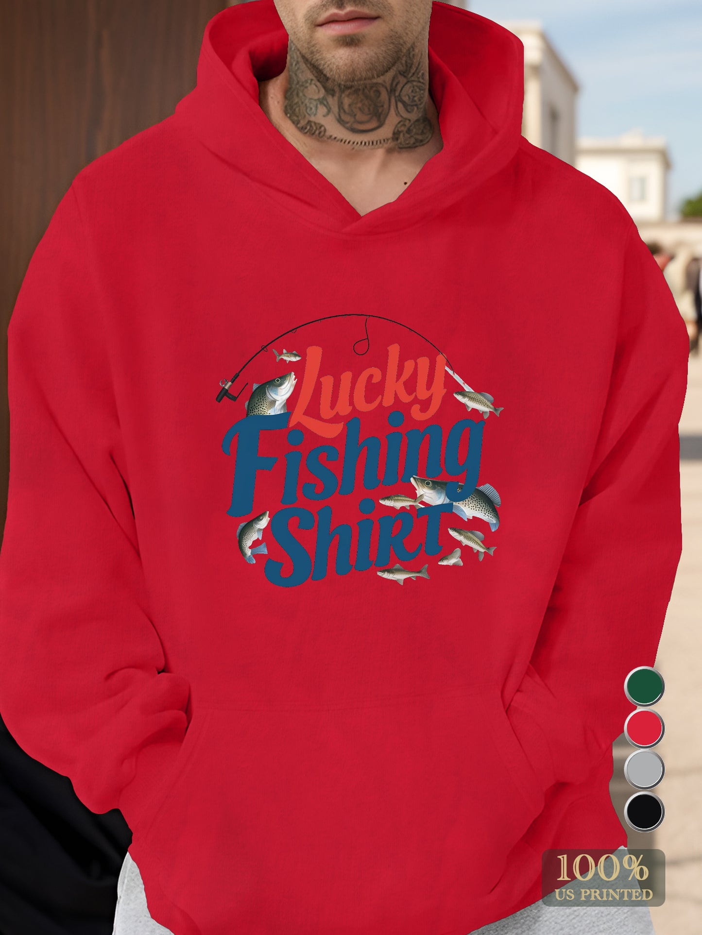 Lucky Fishing Shirt Men's hooded sweatshirt