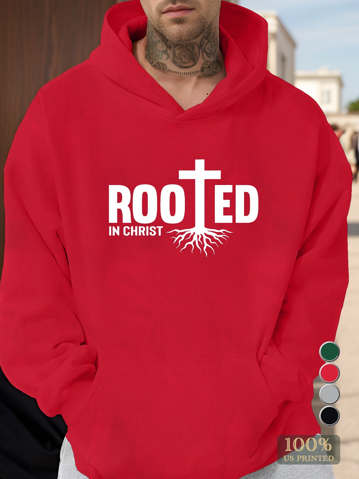 ROOTED IN CHRIST Men's hooded sweatshirt