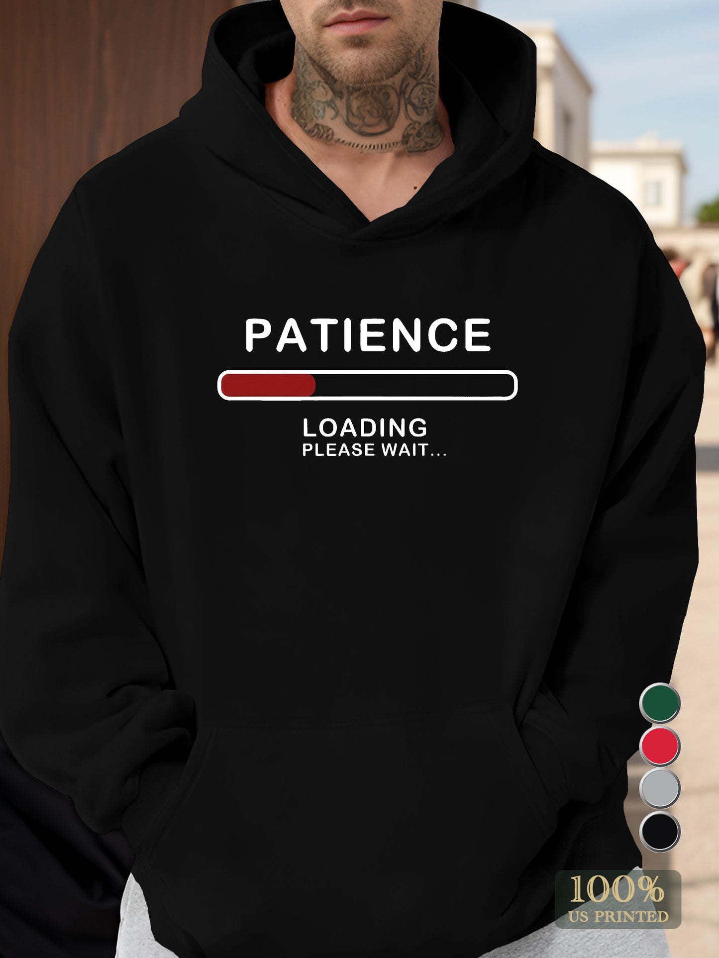 PATIENCE LOADING Men's hooded sweatshirt