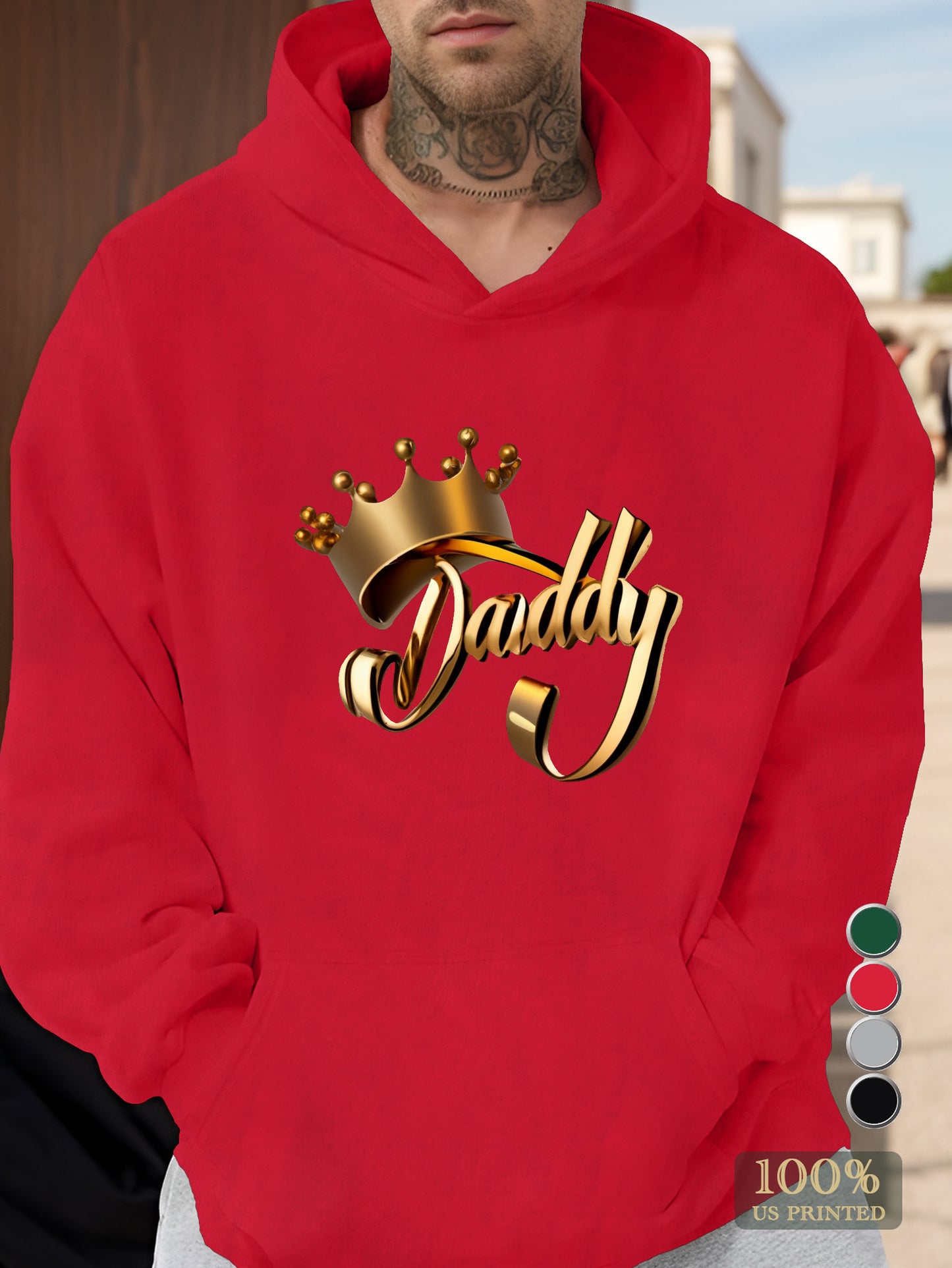 Gold Daddy Calligraphy Crown Men's hooded sweatshirt