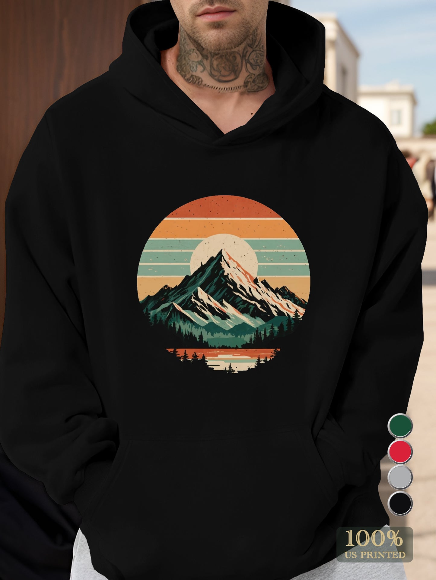 Snow Mountain Vintage Sunset Men's hooded sweatshirt