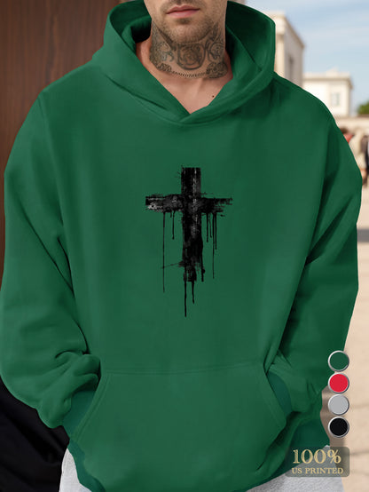 Artistic Black Cross Design Men's hooded sweatshirt