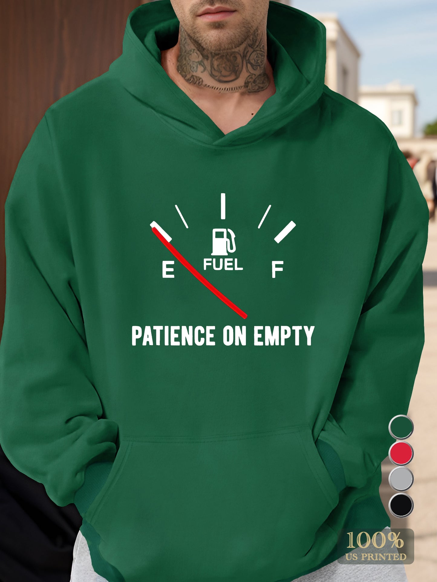 PATIENCE ON EMPTY Men's hooded sweatshirt