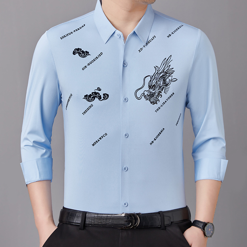 Fashion flocked men's lapel shirt