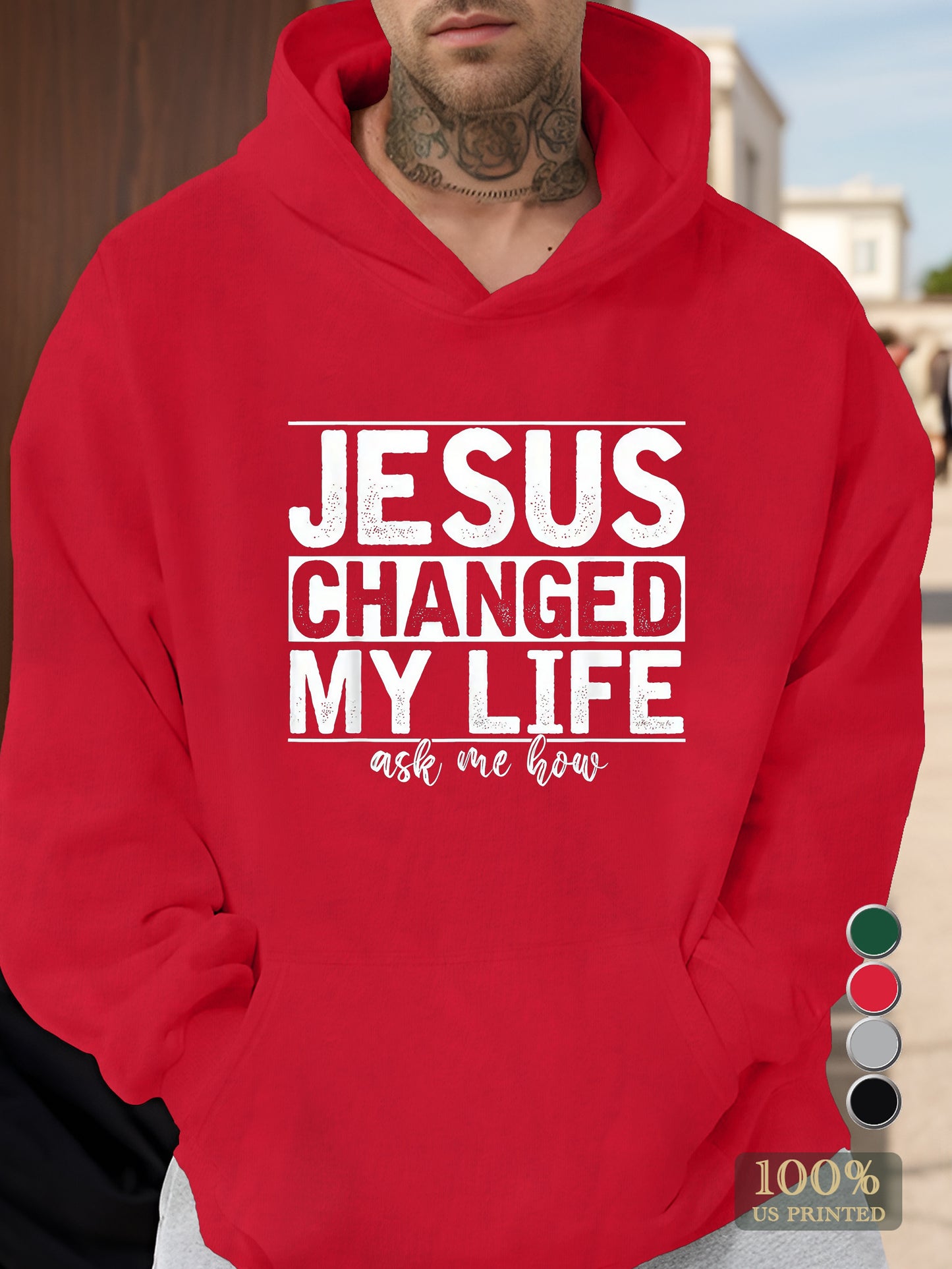 JESUS CHANGED MY LIFE Men's hooded sweatshirt