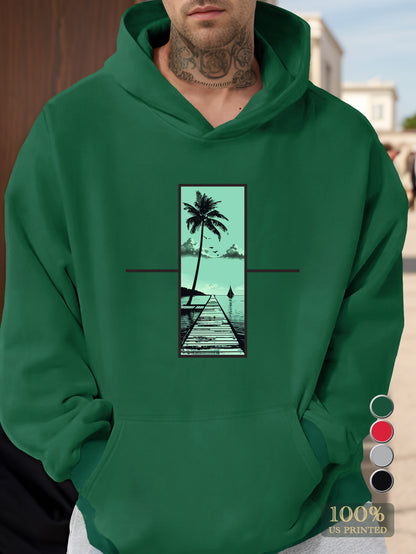 Tropical triptych beach scenes Men's hooded sweatshirt