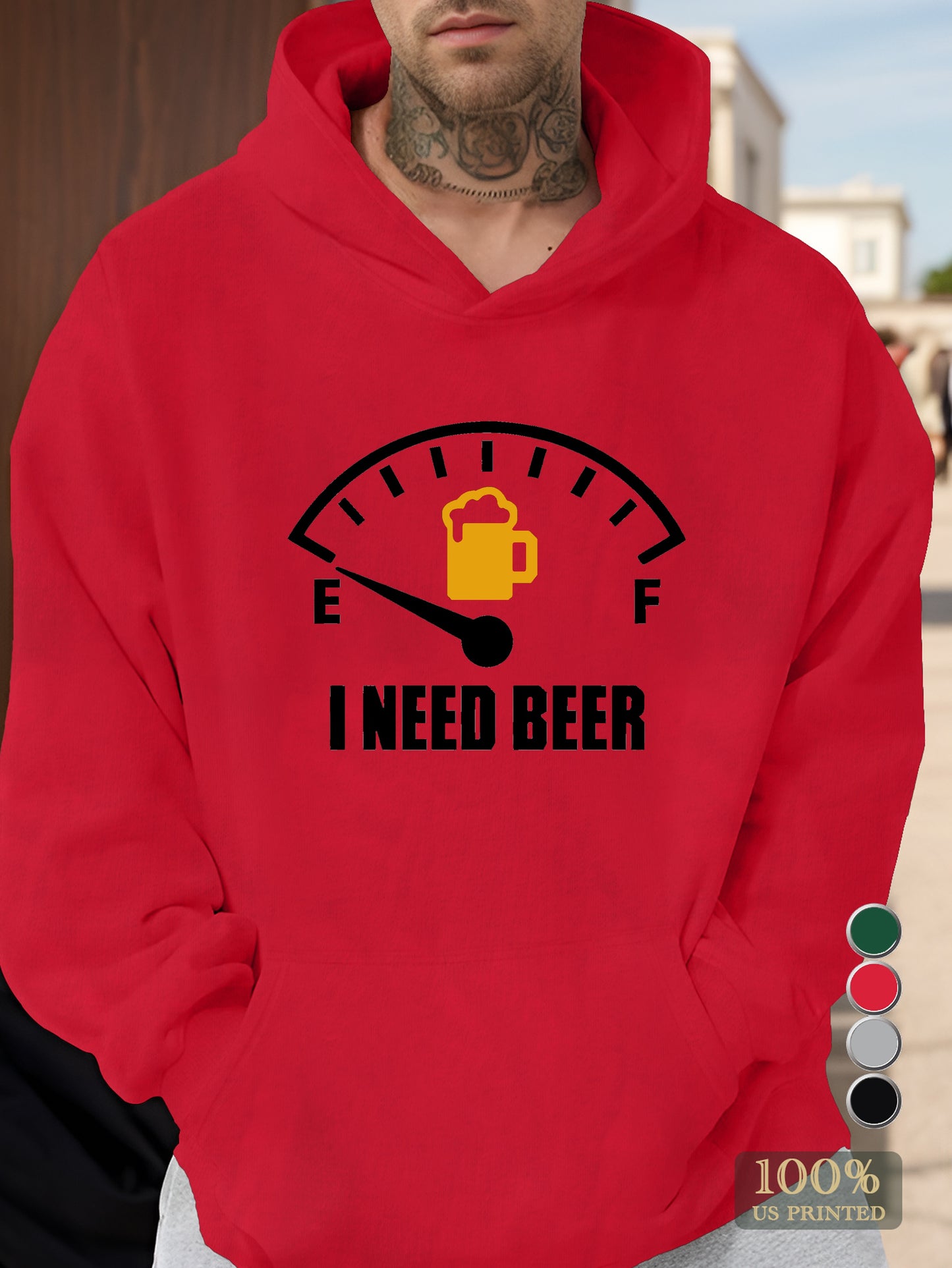 I need beer Men's hooded sweatshirt