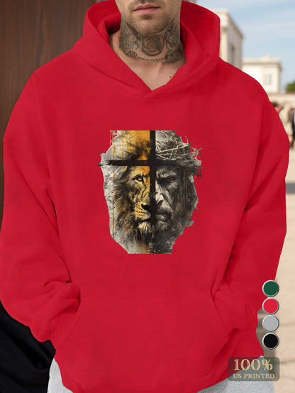 Lion And Jesus Men's hooded sweatshirt