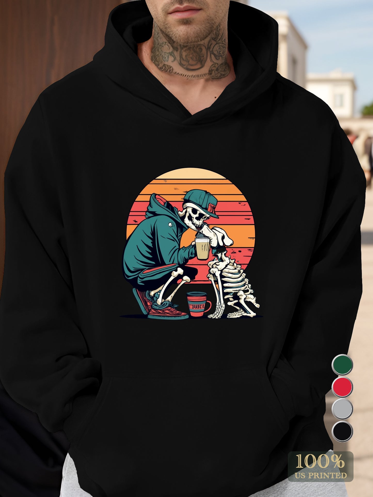 DOG AND COFFEE NEVER BETTER Men's hooded sweatshirt