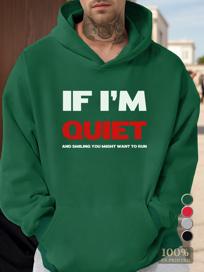 Quiet and smiling run Men's hooded sweatshirt