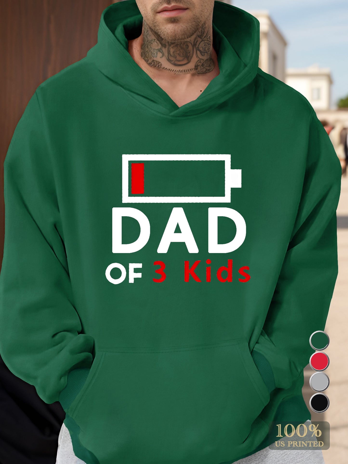 DAD OF 3 KIDS Men's hooded sweatshirt