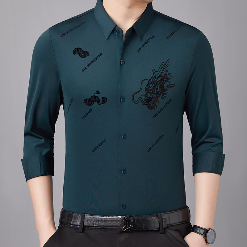 Fashion flocked men's lapel shirt