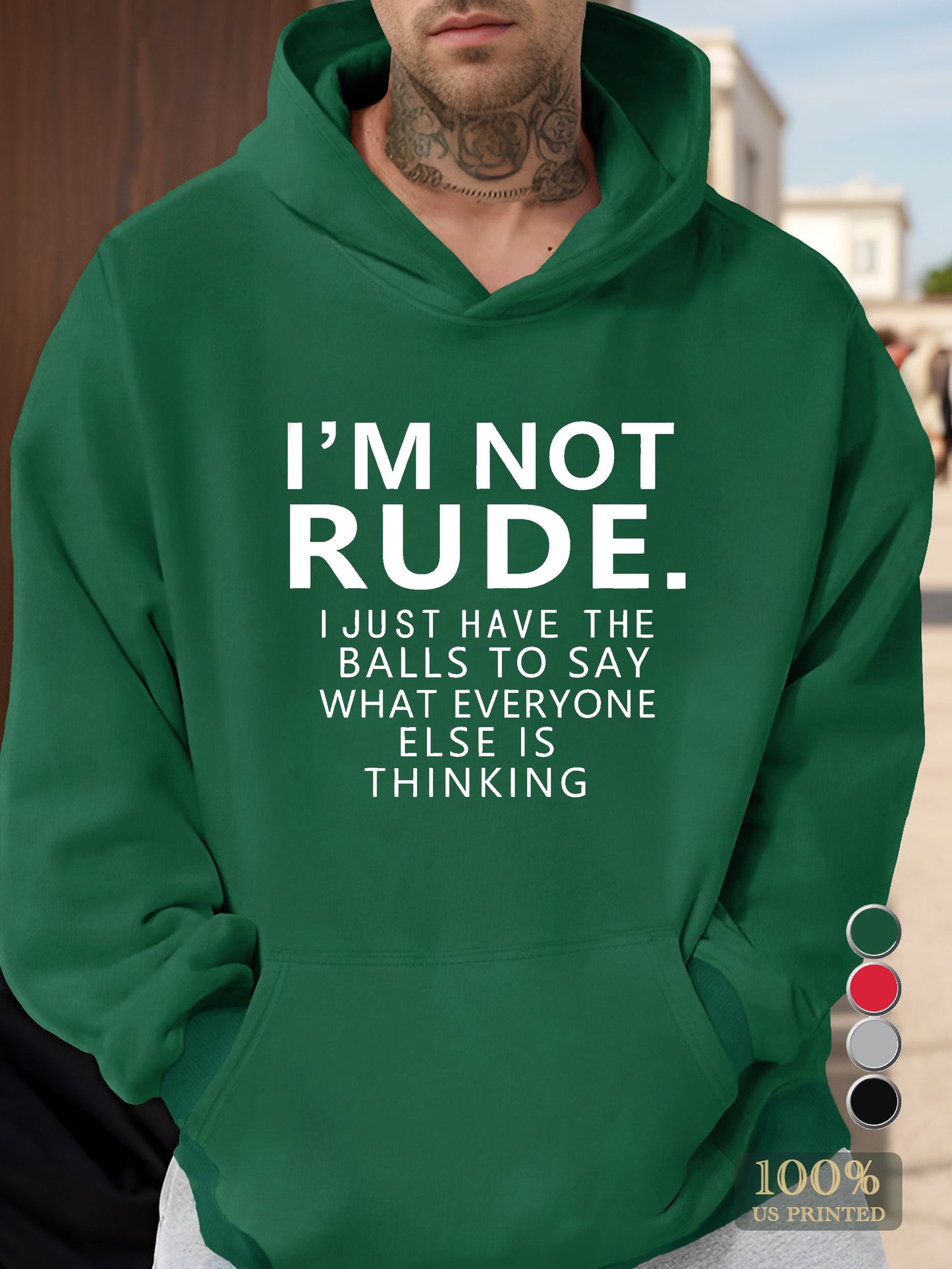 I M NOT RUDE Men's hooded sweatshirt