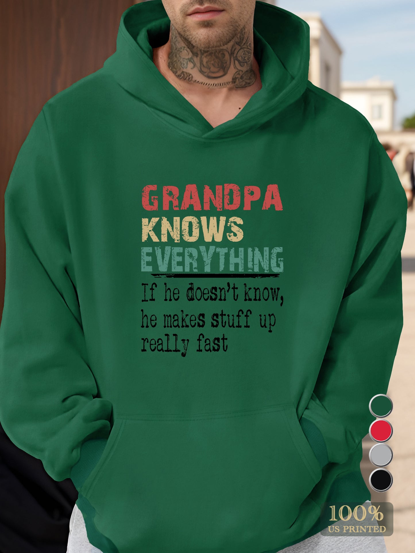 GRANDPA KNOWS EVERYTHING Men's hooded sweatshirt