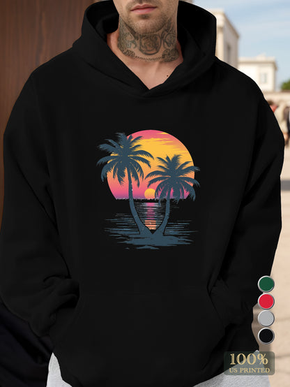 Tropical Sunset Palms Men's hooded sweatshirt