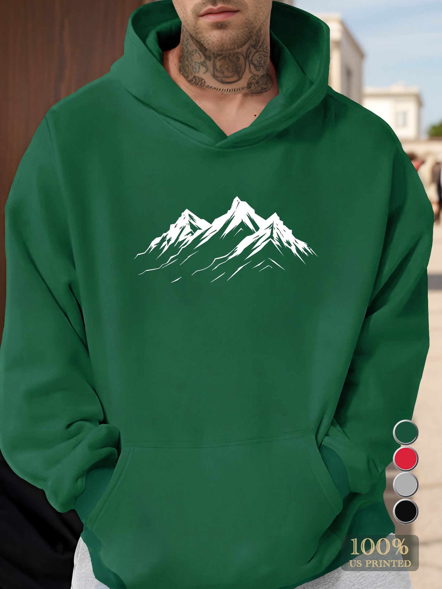 Stylized mountain contrast in minimalism Men's hooded sweatshirt