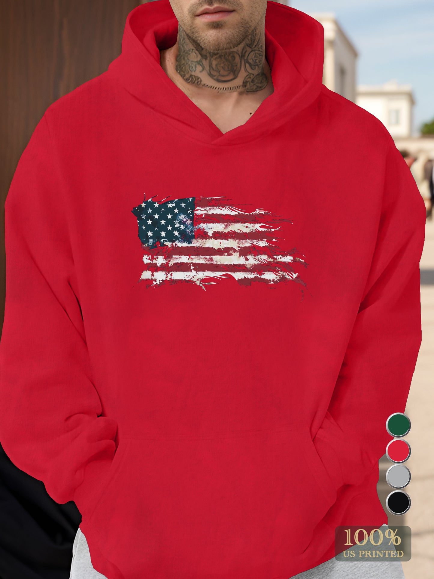 Retro American Flag Men's hooded sweatshirt