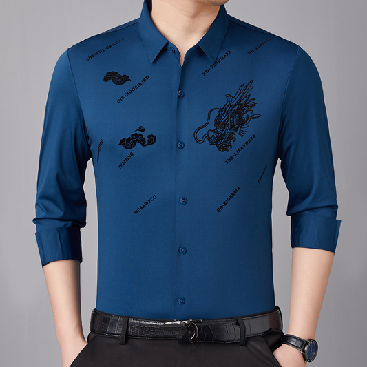 Fashion flocked men's lapel shirt