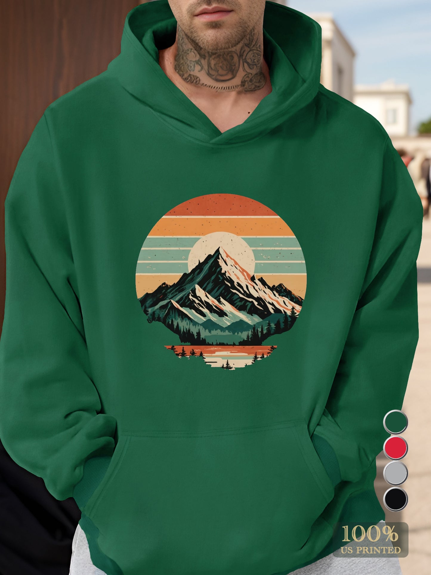 Snow Mountain Vintage Sunset Men's hooded sweatshirt