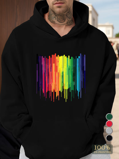 Rainbow spectrum on black background Men's hooded sweatshirt