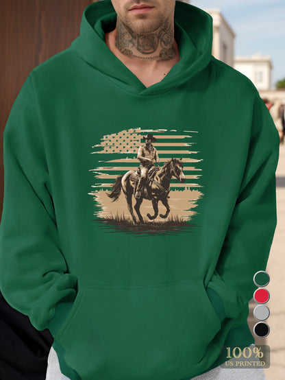 Rugged American cowboy design Men's hooded sweatshirt