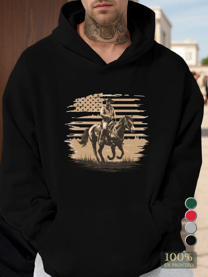 Rugged American cowboy design Men's hooded sweatshirt