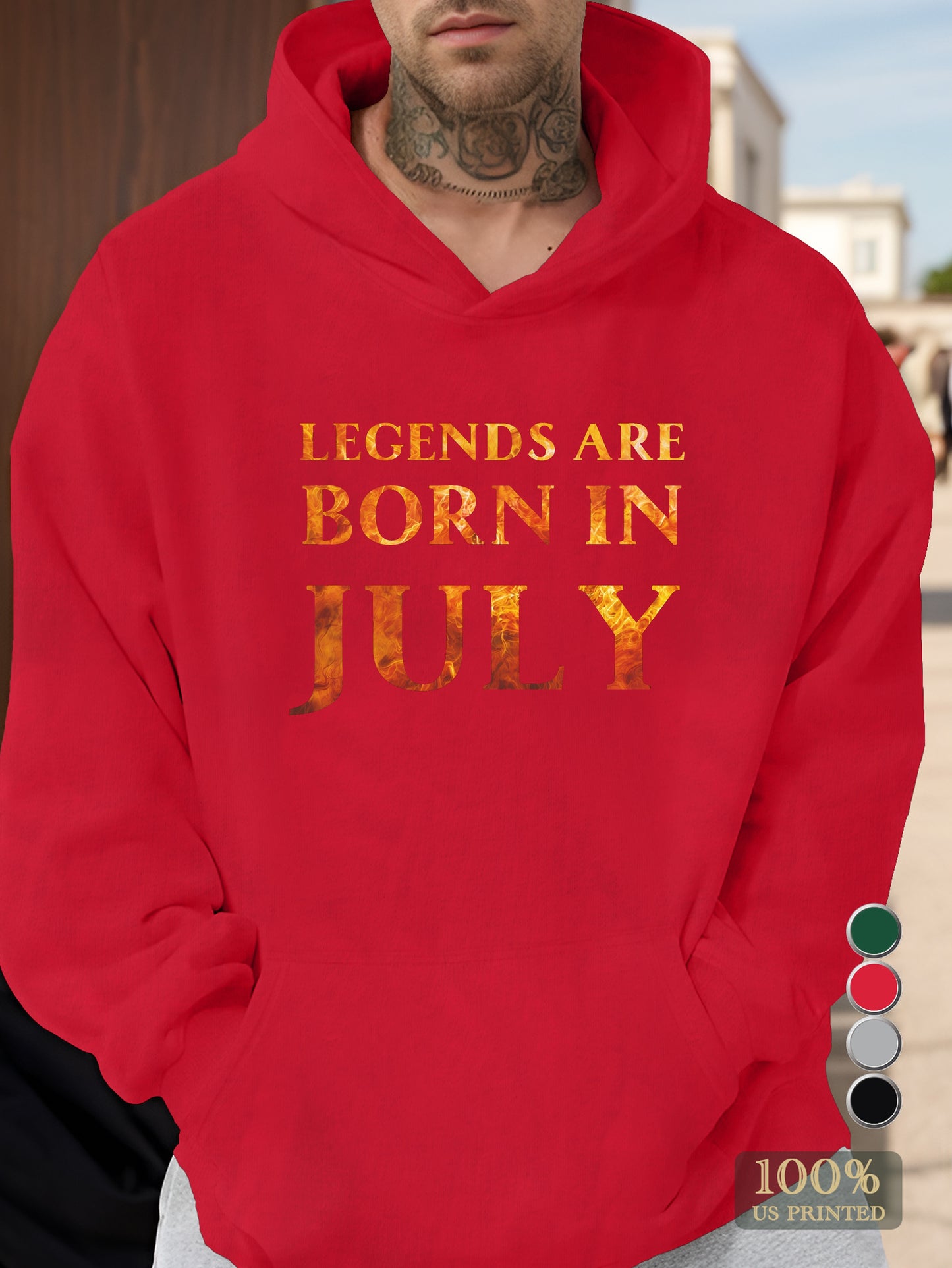 LEGENDS ARE BORN IN JULY Men's hooded sweatshirt