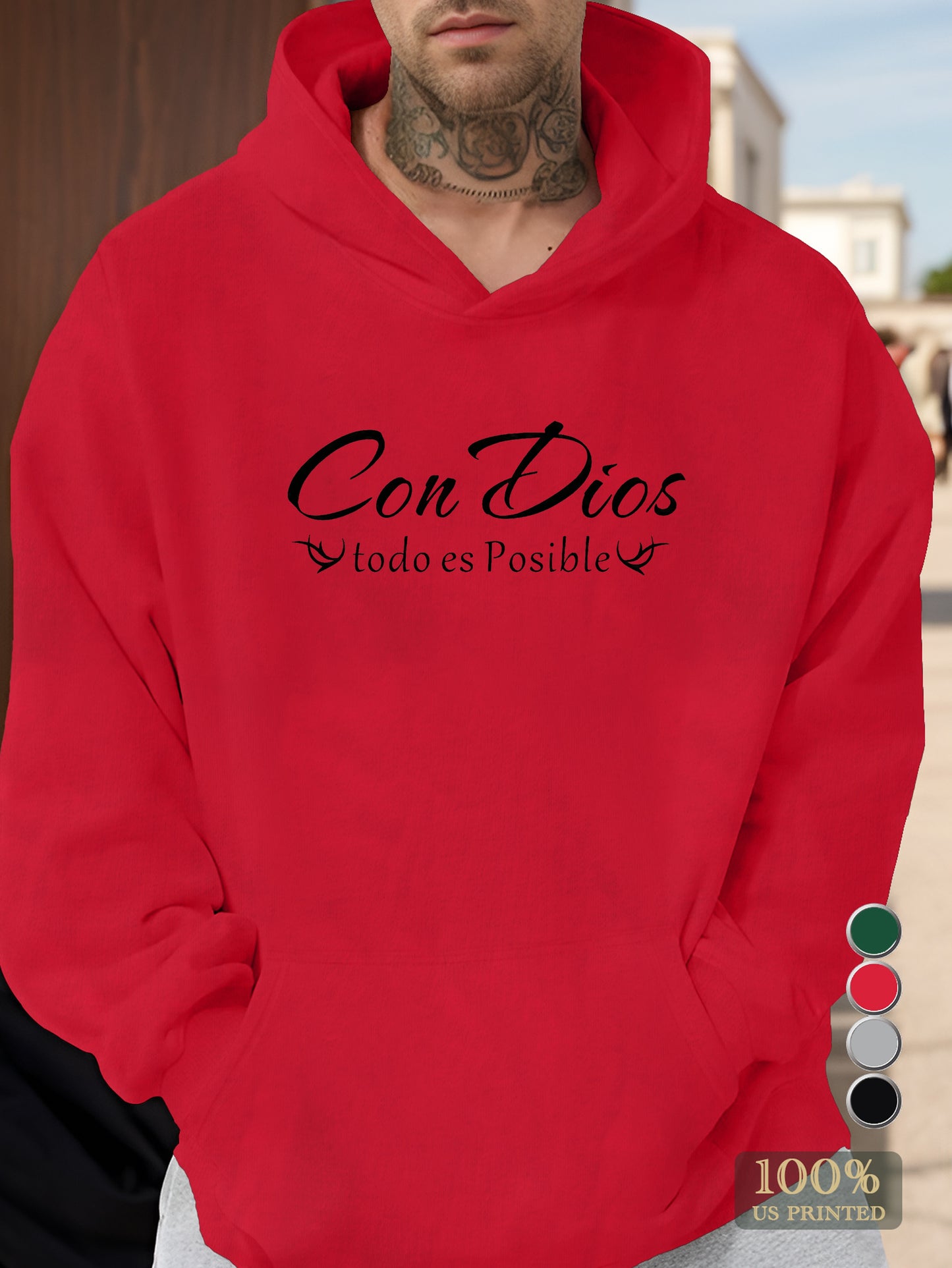 CON DIOS Men's hooded sweatshirt