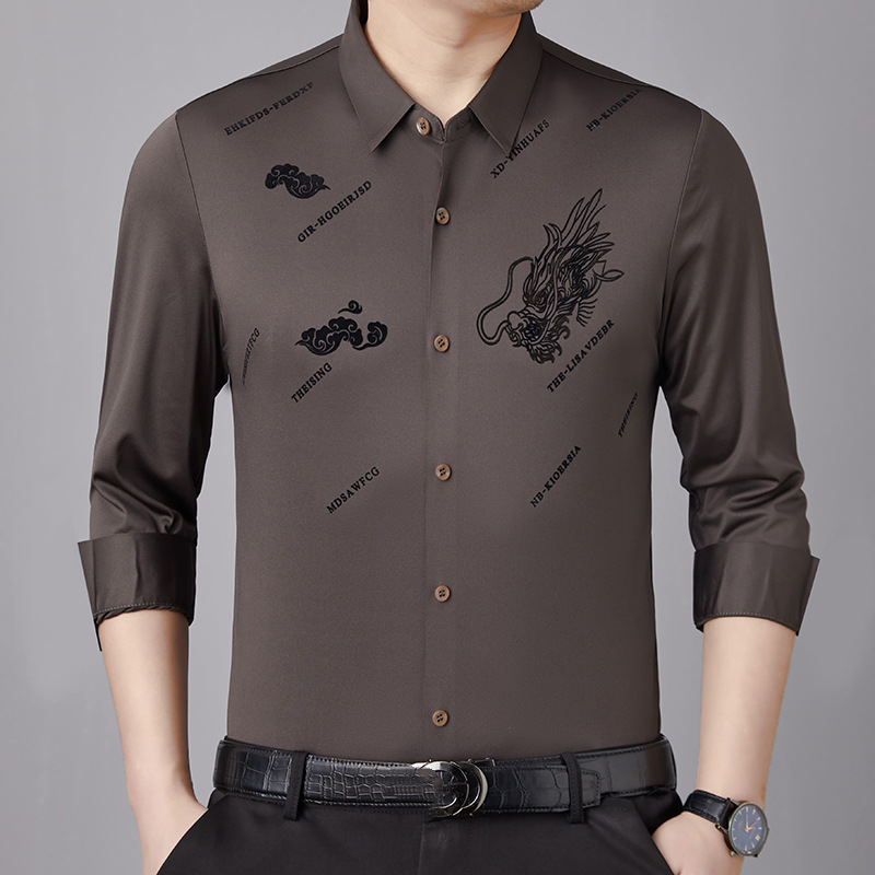 Fashion flocked men's lapel shirt