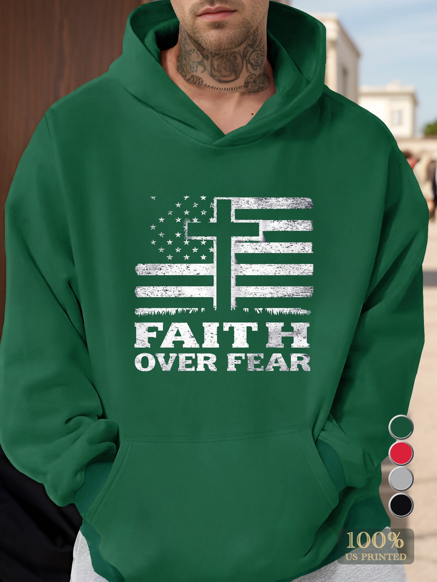 Faith Over Fear Men's hooded sweatshirt