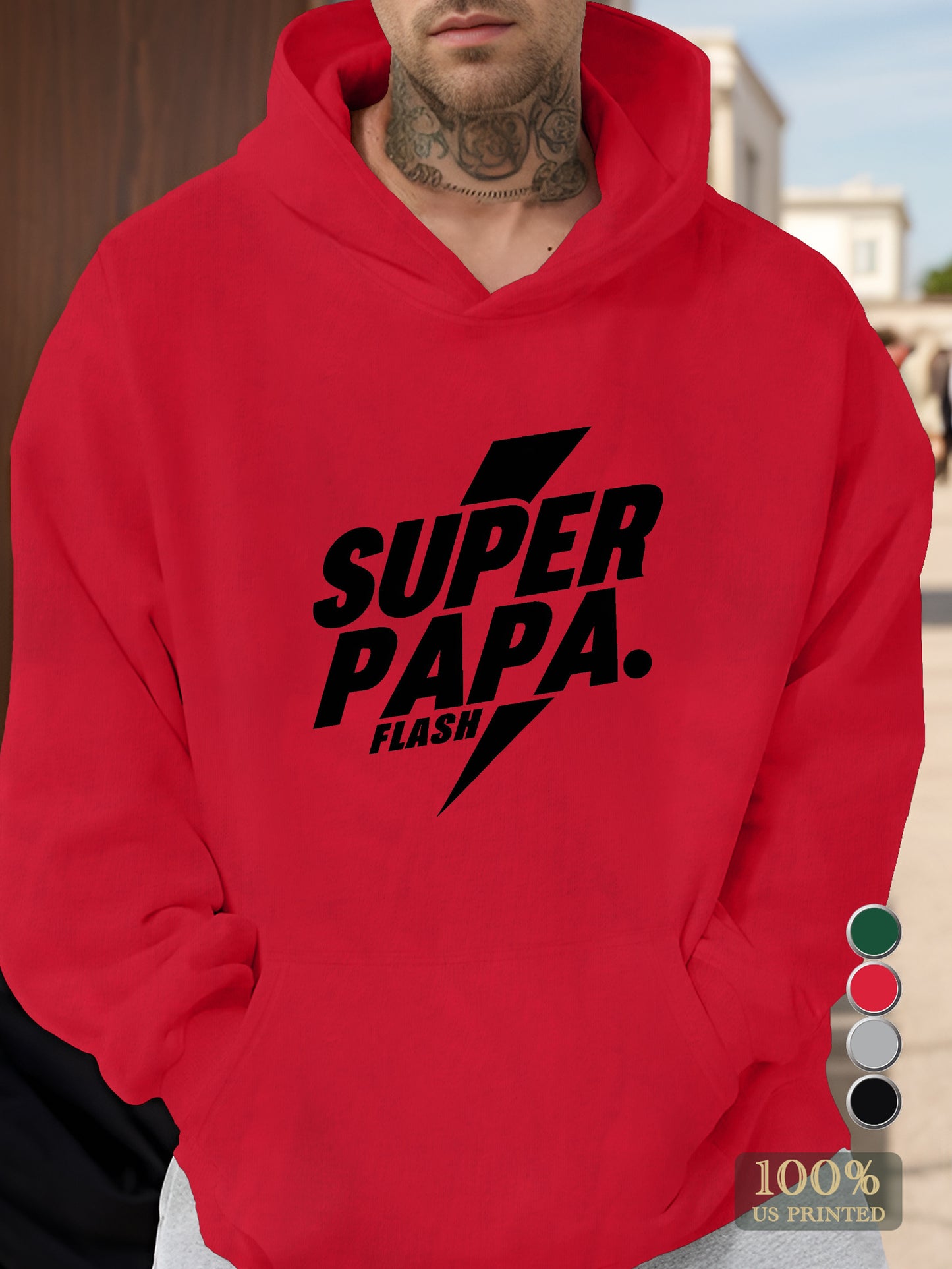 super PAPA typography Men's hooded sweatshirt