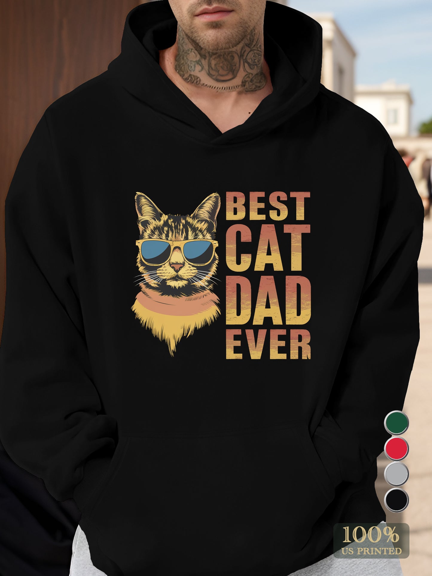 Best Cat Dad Ever Men's hooded sweatshirt