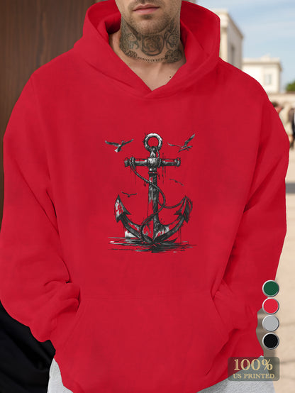 Bold Anchor Illustration Men's hooded sweatshirt