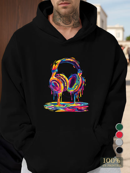 Psychedelic Headphones Art Men's hooded sweatshirt