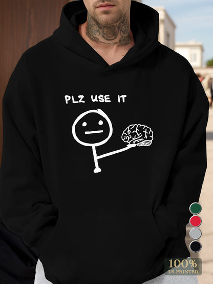 PLZ USE IT Men's hooded sweatshirt