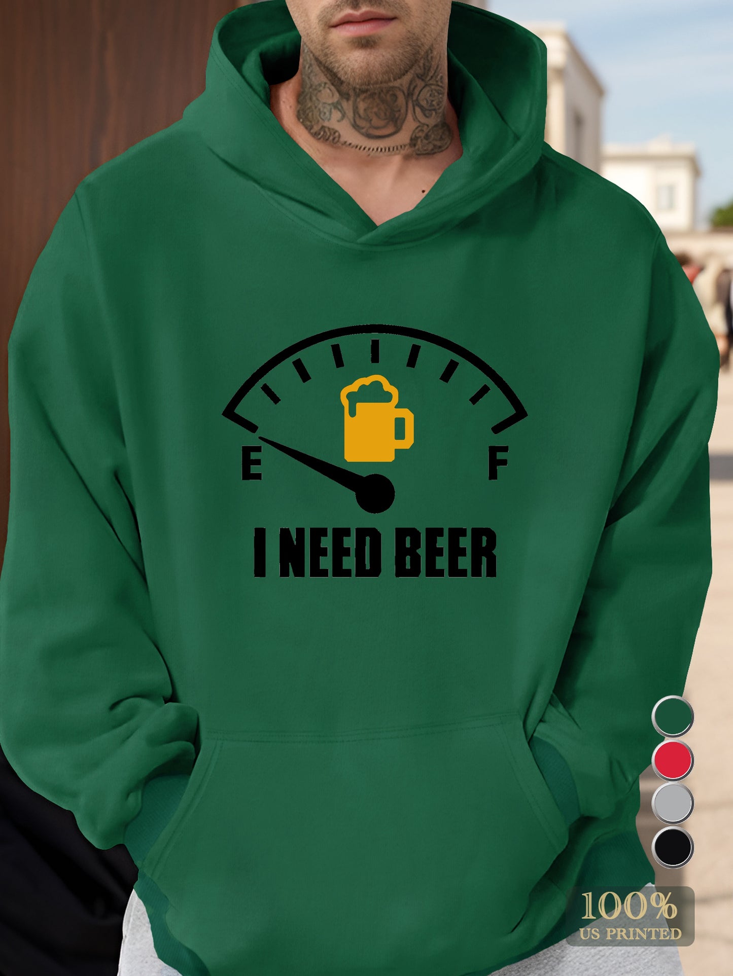 I need beer Men's hooded sweatshirt