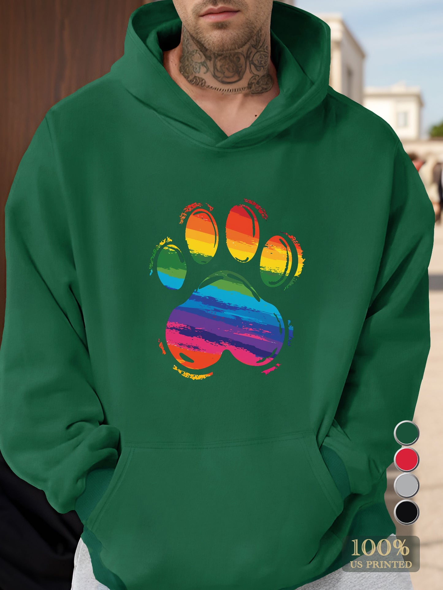 Pride Paw Heart Design Men's hooded sweatshirt