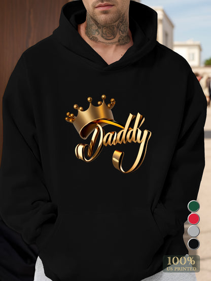 Gold Daddy Calligraphy Crown Men's hooded sweatshirt