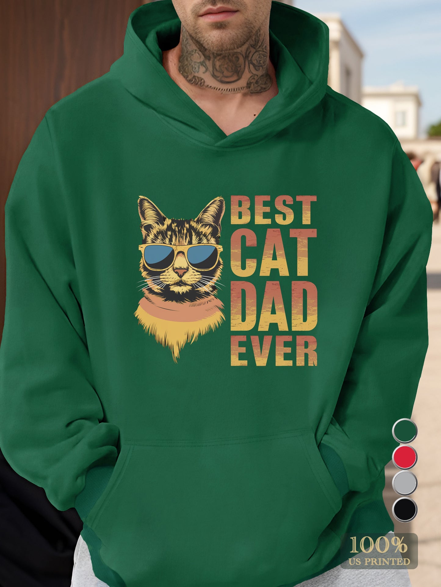 Best Cat Dad Ever Men's hooded sweatshirt