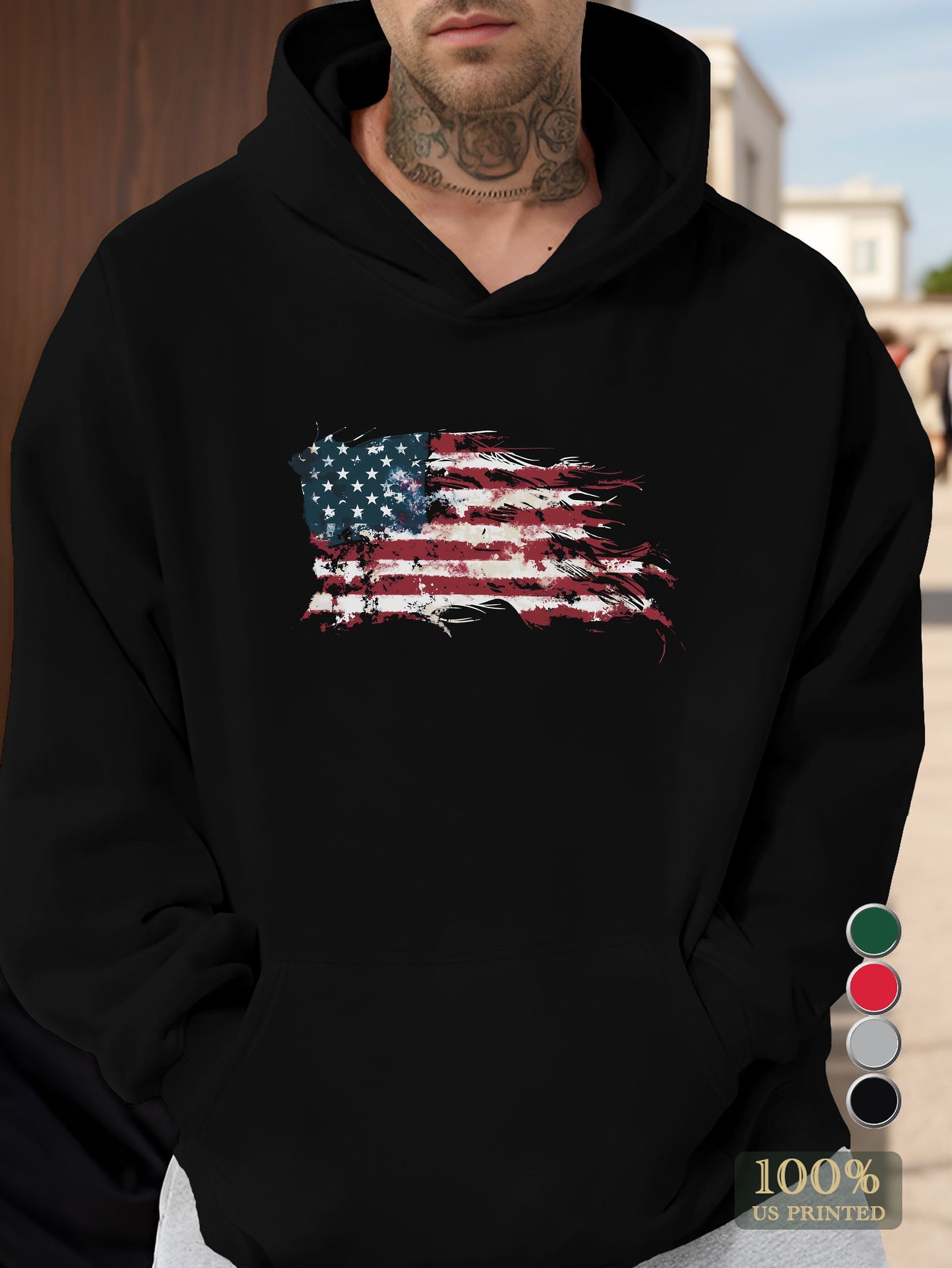 Retro American Flag Men's hooded sweatshirt