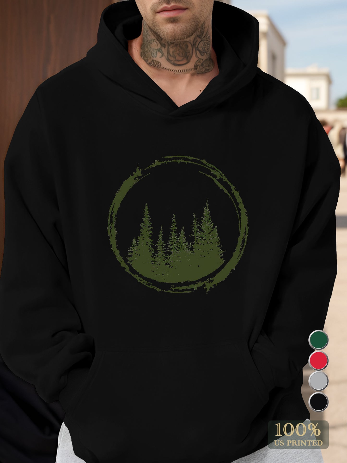 A rustic embrace of nature s harmony Men's hooded sweatshirt