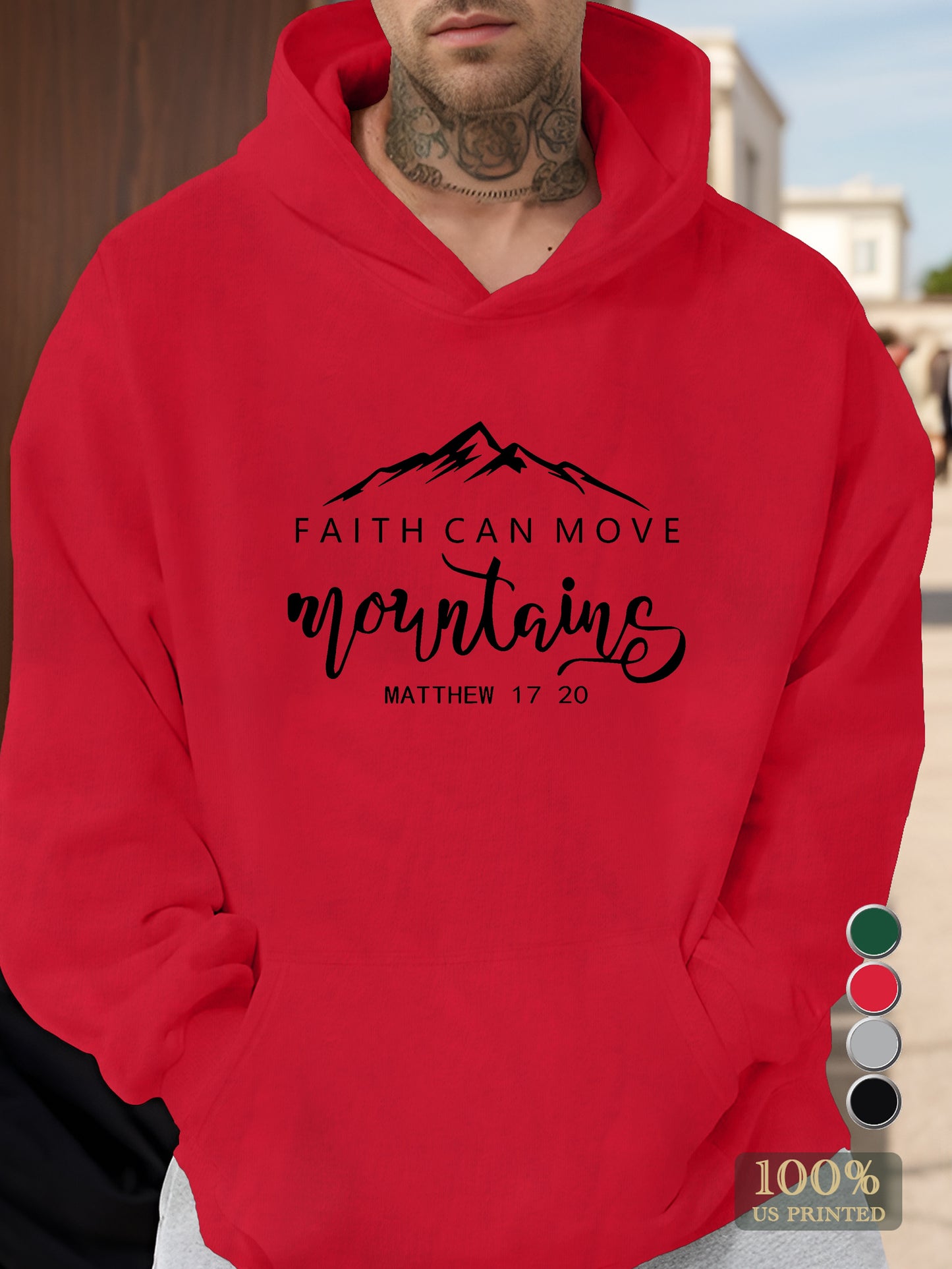 FAITH CAN MOVE Men's hooded sweatshirt