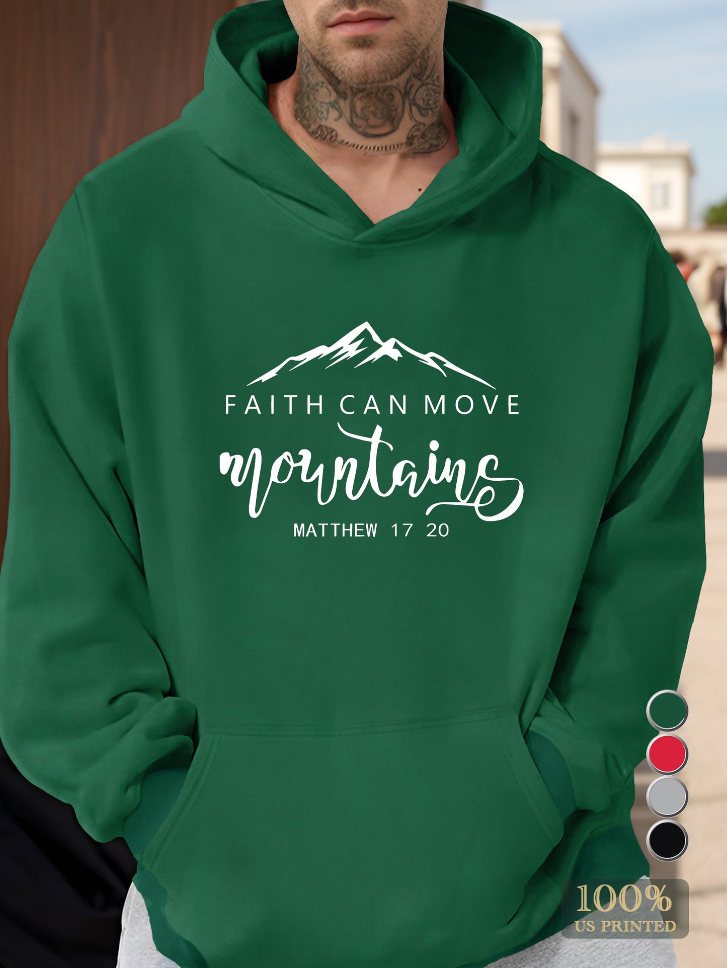 FAITH CAN MOVE Men's hooded sweatshirt